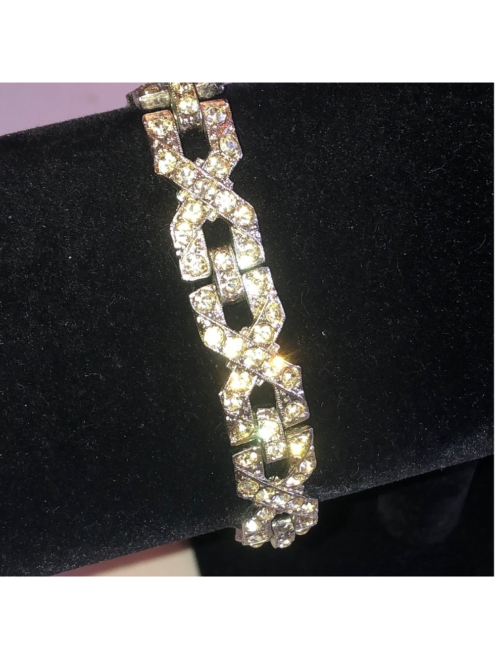 Angel Brand Signed Vintage Silver Tone Crystal Rhinestone Bracelet - Picture 2 of 9